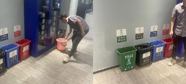 落实“门前三包”责任制，白云棠景推动沿街店铺做好垃圾分类